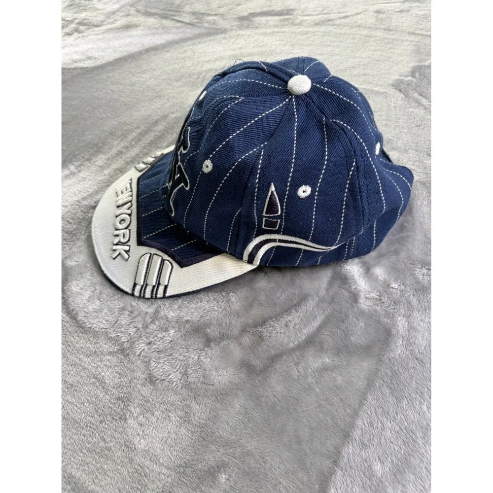 New York NY Pinstripe Baseball Cap Hat Navy Blue White Adjustable